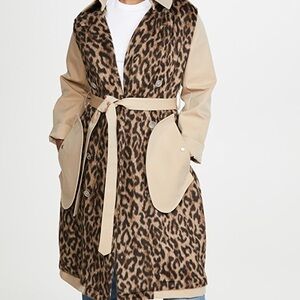Ben Taverniti Unravel Project Leopard Reverse Trench Jacket Coat Sz 48 US 12 NWT